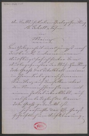 Brief an B. Schott's Söhne : 25.09.1886