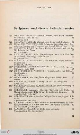 Skulpturen und diverse Holzschnitzereien (Nr. 177-218)