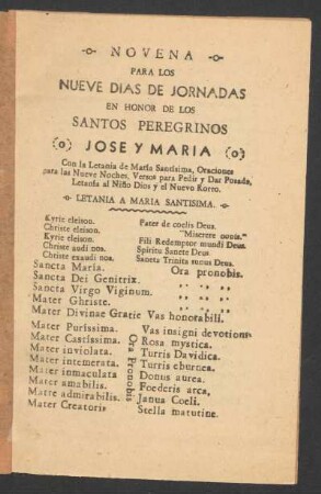 Letanía a María Santísima.