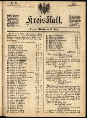 Ausgabe vom Mittwoch, den 15. März 1871.