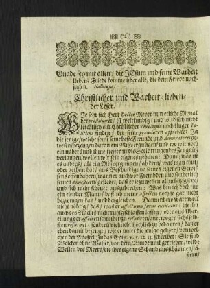 Christlicher und Wahrheit-liebender Leser.