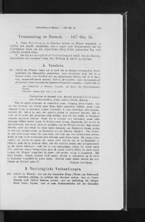Versammlung zu Rostock. - 1417 Okt. 14.