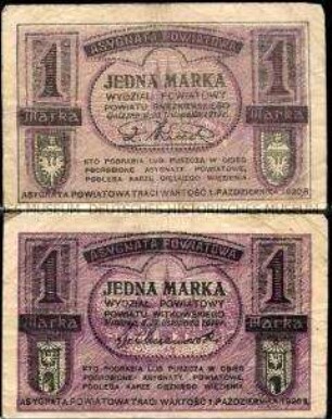 Gnesen und Wittingen, Notgeld 1 Marka