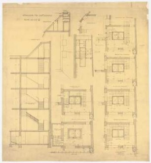 Nationalbank für Deutschland, Berlin: Treppe am Hof III: Grundrisse und Schnitte 1:50