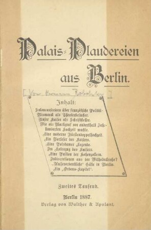 Palais-Plaudereien aus Berlin