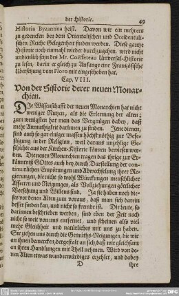 Cap. VIII. Von der Historie derer neuen Monarchien