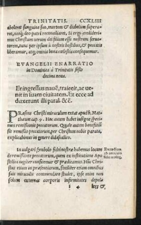 Evangelii Enarratio in Dominica a Trinitatis festo decima nona.