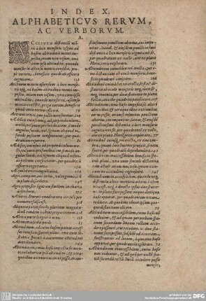 INDEX ALPHABETICUS RERUM, AC VERBORUM.