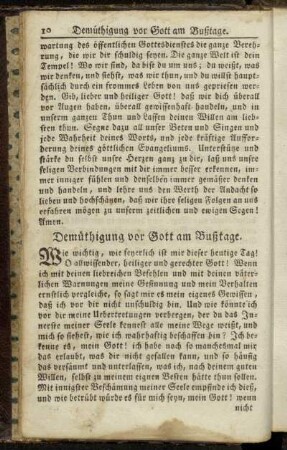 Demüthigung vor Gott am Bußtage.