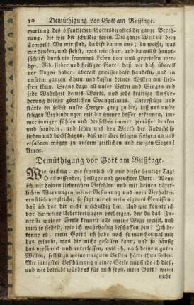 Demüthigung vor Gott am Bußtage.