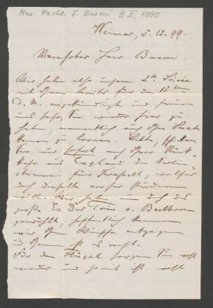 Brief an Ferruccio Busoni : 05.12.1899