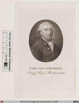 Bildnis Carl August (Carl Gustav?) Struensee (1789 von Carlsbach),