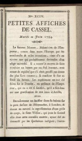 No XCIV (Mardi 22 Juin 1784)
