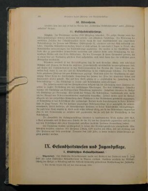 IX. Gesundheitswesen und Jugendpflege.