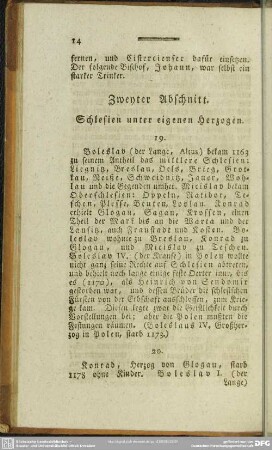 Zweyter Abschnitt. Schlesien unter eigenen Herzogen