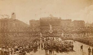 Festakt zum Empfang des 2. Hamburgischen Infanterie-Regiments am 17. Juni 1871, Hamburg, Rathausmarkt