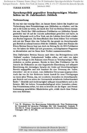 Sprachenpolitik gegenüber fremdsprachigen Minderheiten im 19. Jahrhundert: Jiddisch