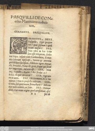 Pasquilli de Concilio Mantuano iudicium.