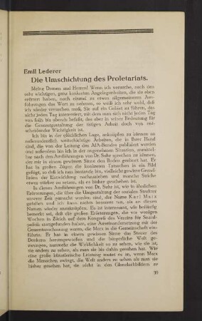 Emil Lederer Die Umschichtung des Proletariats.