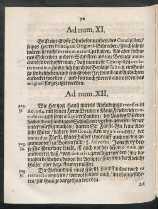 Ad num. XI. - XV.