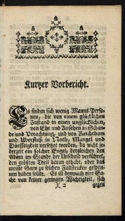 Kurtzer Vorbericht.