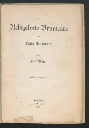 Der achtzehnte Brumaire des Louis Bonaparte