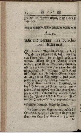 Art. 10. Wie und warum man Detachements schicken muß.
