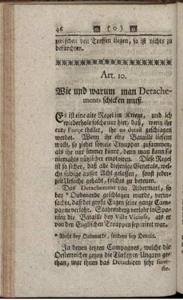 Art. 10. Wie und warum man Detachements schicken muß.