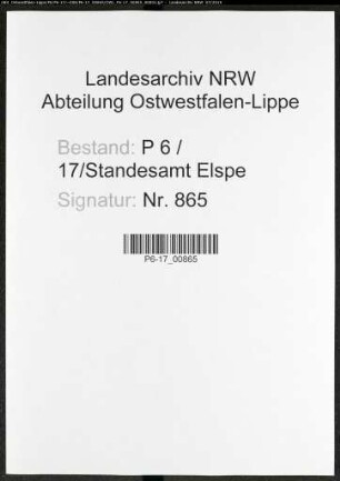 Sterberegister Standesamt Elspe