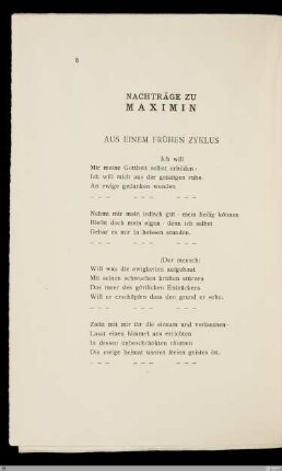 Aus einem frühen Zyklus