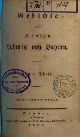 Gedichte des Königs Ludwig von Bayern. 1