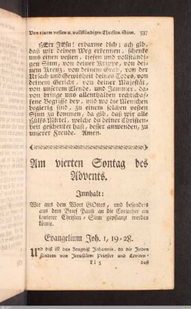 Am vierten Sontag des Advents.