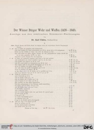 28: Der Wiener Bürger Wehr und Waffen (1426-1648) : Auszüge aus den städtischen Kämmerei-Rechnungen