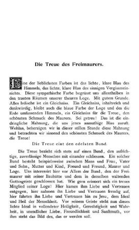 Die Treue des Freimaurers.