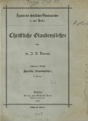 System der christlichen Glaubenslehre, 2,2