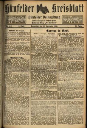 Erste Ausgabe vom Donnerstag, den 18. September 1930.