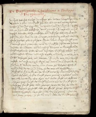 Paracelsus: Libellus de baptismate christiano, dt.