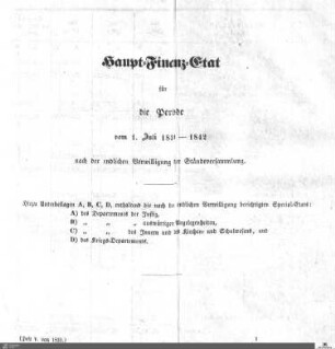 Haupt-Finanz-Etat 1839-1842