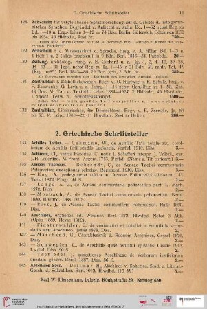 2. Griechische Schriftsteller (Nr. 133 - 2130)