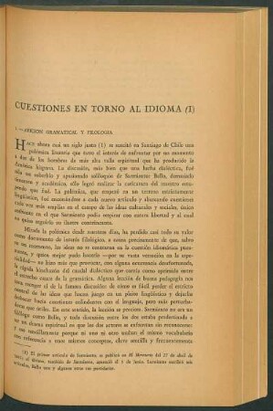 Cuestiones en torno al idioma