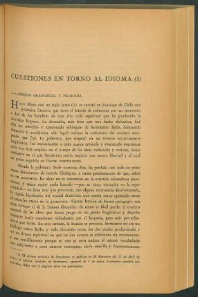 Cuestiones en torno al idioma