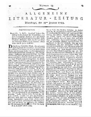 Euler, Leonhard: Leonhard Eulers Einleitung in die Analysis des Unendlichen / Aus dem Lateinischen übersetzt und mit Anmerkungen und Zusätzen begleitet von Johann Andreas Christian Michelsen. - Berlin : Hesse, 1788