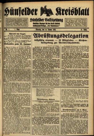 Erste Ausgabe vom Dienstag, den 19. Januar 1932.