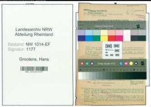 Entnazifizierung Hans Grootens , geb. 26.06.1896 (Bankangestellter)