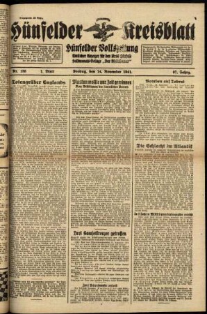 Erste Ausgabe vom Freitag, den 14. November 1941.