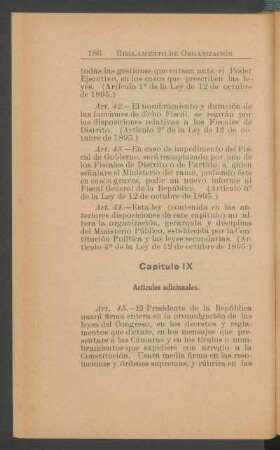 Capítulo IX - Artículos adicionales.