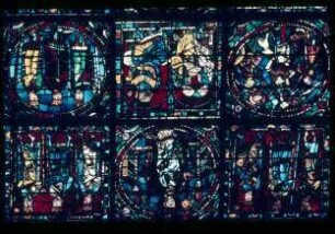 Chartres: Kathedrale, Glasfenster, mittleres Westfenster Medaillion 4 bis 9