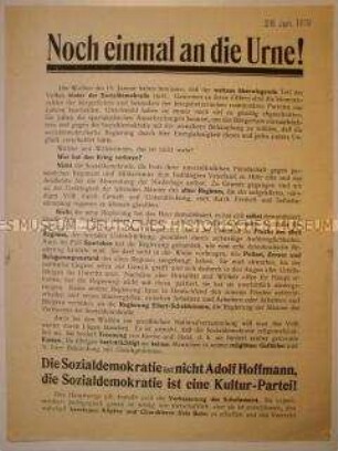 Propagandaflugblatt der SPD zu den preußischen Landtagswahlen im Januar 1919