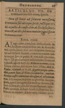 Articulus VII. De communione sub utraq[ue] specie.