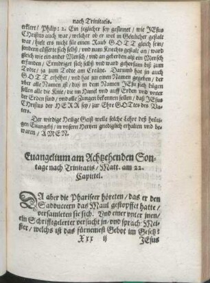 Euangelium am Achtzehenden Sontage nach Trinitatis/ Matt. am 22. Capittel.